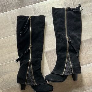 Sleek Black Over the Knee Boots with Medium Heel